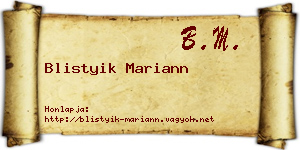 Blistyik Mariann névjegykártya